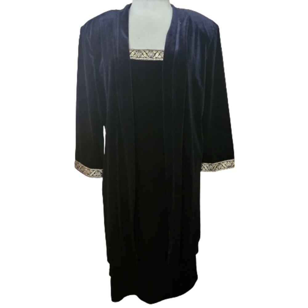 Black Velvet Bodycon Dress with Blazer Jacket Size 10